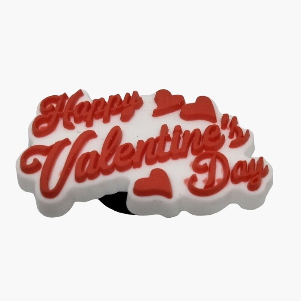 Happy Valentines Day Shoe Charm  Red White